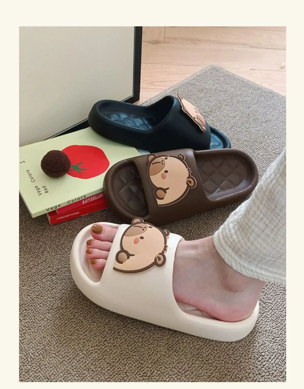 Capivara flip flops feminino chinelo kapibara bonito nuvem sandálias verão praia slides casa quarto sapatos kawai plana feminino eva