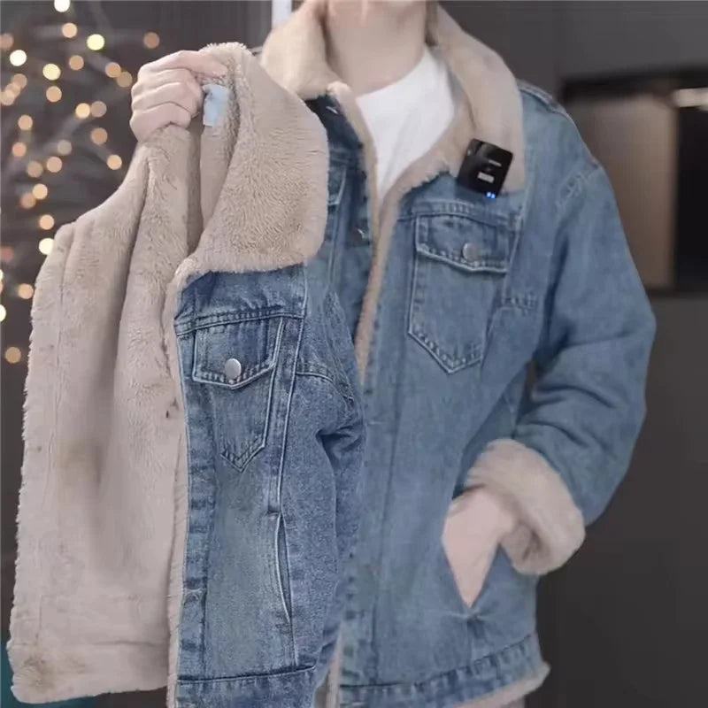 Meninas mais veludo denim jaquetas inverno grosso casacos quentes crianças acolchoado parka solto lapela outerwear novo frio snowsuits
