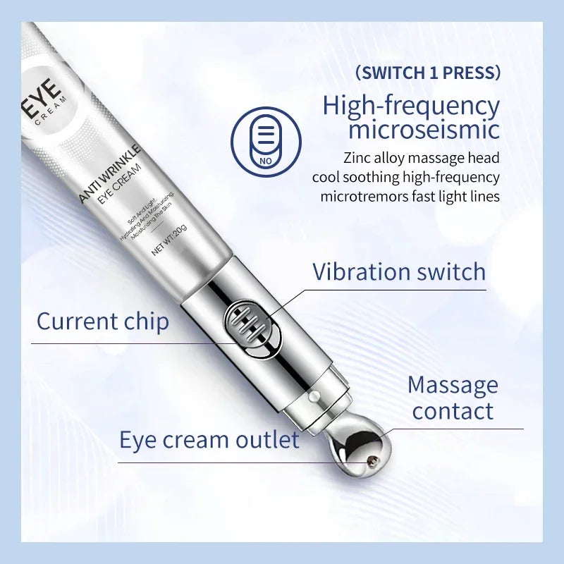 Creme de olhos de massagem elétrico rejuvenescedor para hidratação de linhas finas de rugas