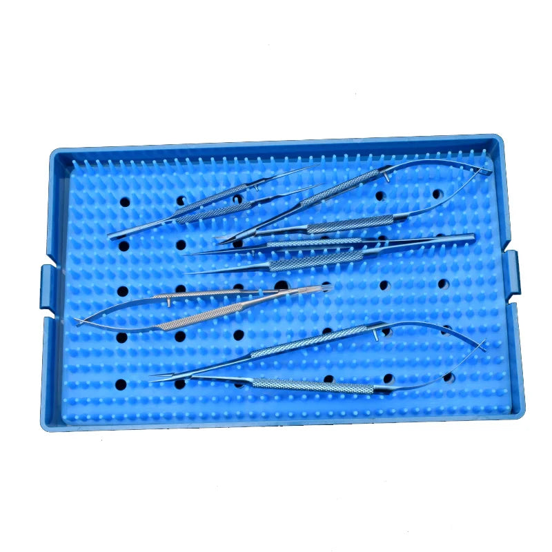 Conjunto de ferramentas para pálpebras, fórceps porta-agulhas com tesoura de dentes, instrumento oftálmico de aço inoxidável