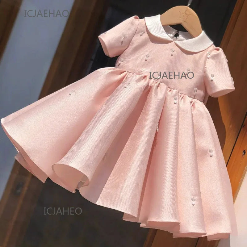Vestidos de festa 2025 crianças primeiro aniversário para babyceremonial vestido infantil vestidos de casamento meninas princesa vestido branco crianças menina