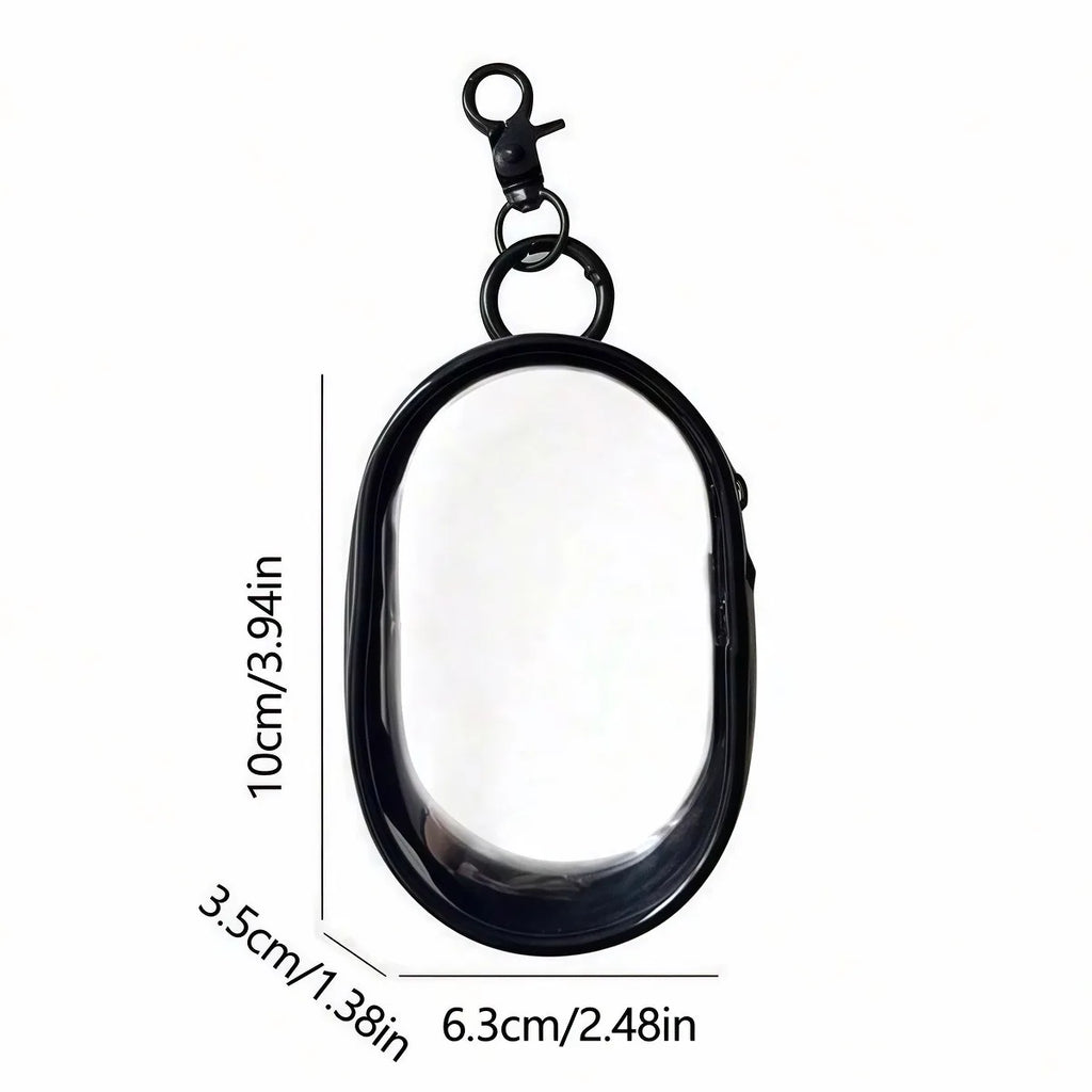 Mini saco de armazenamento com zíper transparente, chaveiro portátil, boneca de desenho animado, organizador de brinquedos para fones de ouvido, carregadores, cabo de dados, sacos de presente