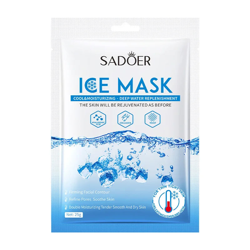5 pçs sadoer máscaras de gelo para o rosto hidratação profunda hidratante brilho endurecimento máscara facial folha máscaras faciais beleza cuidados com a pele