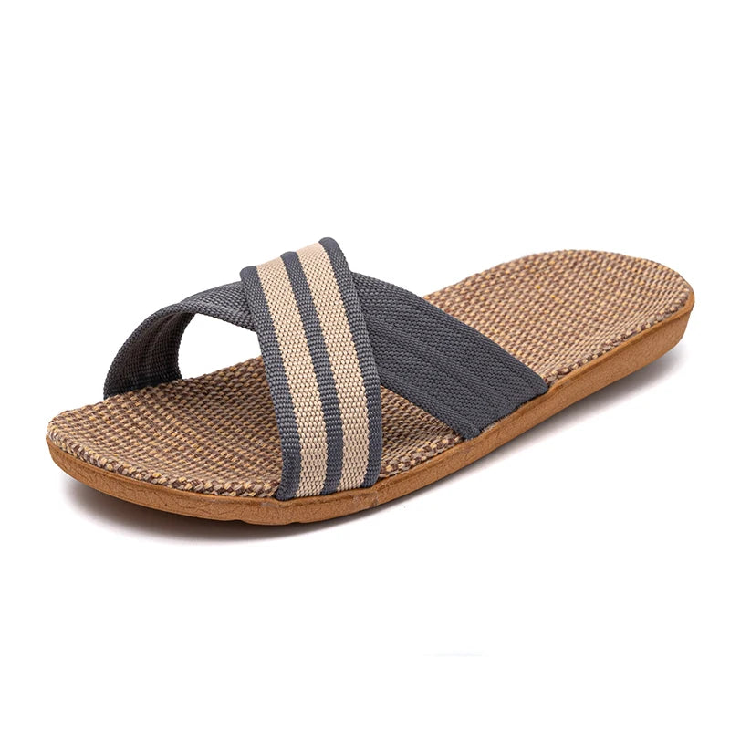 36-45 sandálias planas chinelos de praia verão casa linho leve eva antiderrapante slides para homens mulheres indoor ao ar livre flip flops