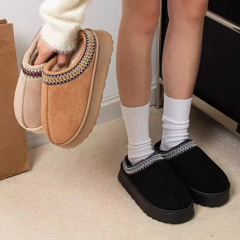2025 plataforma chinelos macios mulheres/homens casa apartamentos moda pelúcia sapatos de inverno senhoras casa elegante calçados casuais tamanho grande