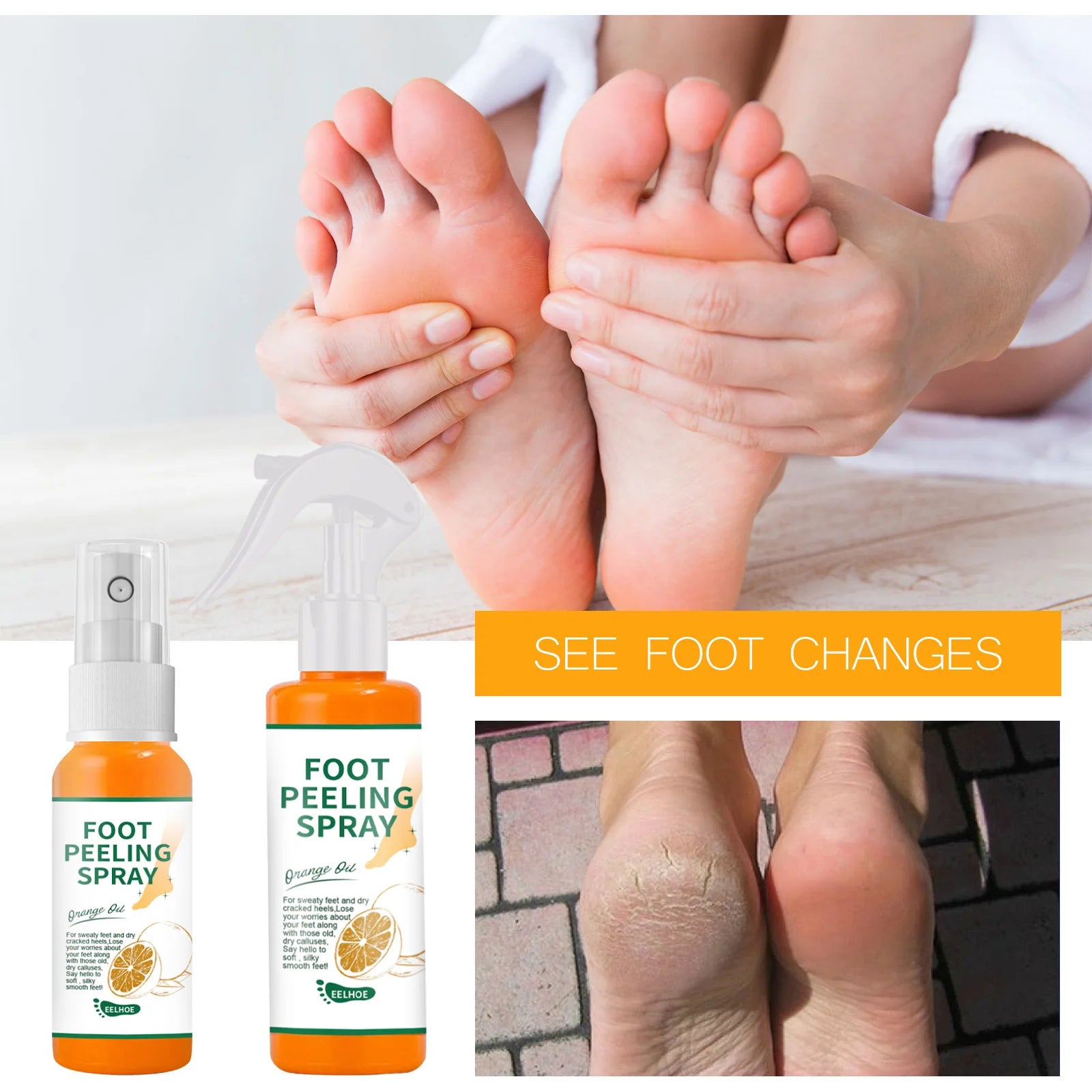 Creme anti-rachadura para pés, spray de ervas para rachaduras no calcanhar, produtos de reparo, esfoliação, remoção de pele morta, suavização, hidratação, cuidados suaves