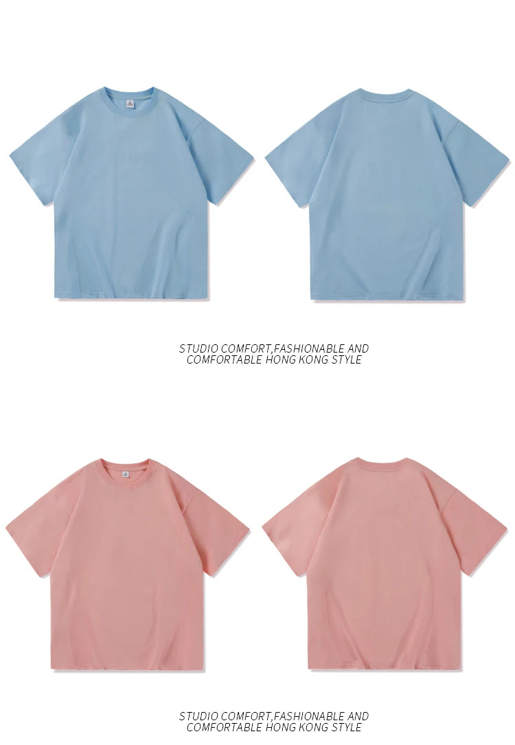 Novo verão masculino t camisa moda sólida básico solto hip hop manga curta camisetas para homens feminino casual algodão streetwear topo t