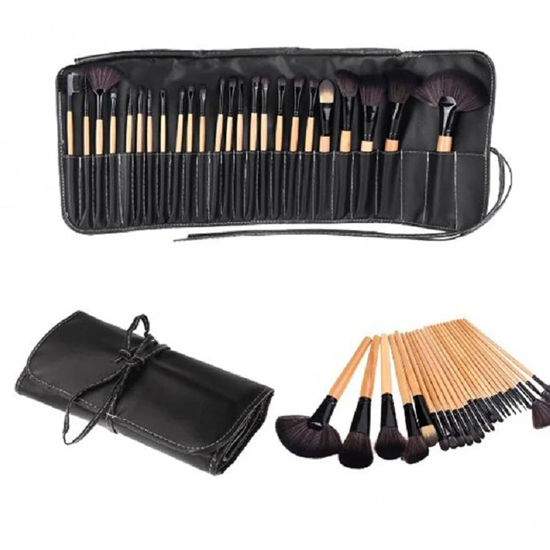 24 pçs/set conjuntos de pincéis de maquiagem profissional pincéis cosméticos sobrancelha pó fundação sombras escova compõem ferramentas com saco de presente