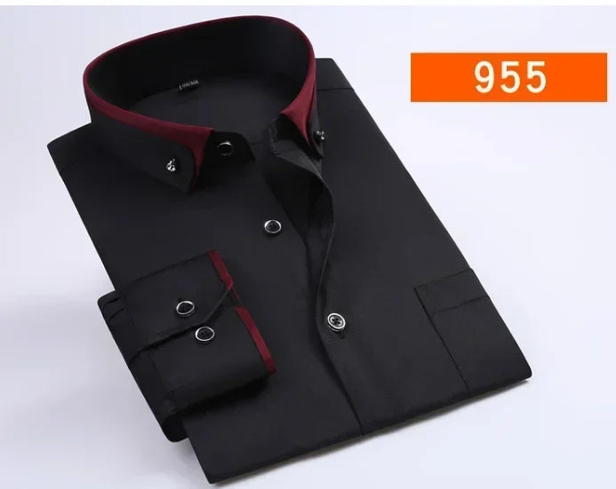 Nova chegada primavera comercial fácil cuidado camisa masculina oversize manga longa moda formal de alta qualidade plus size M-7XL8XL9XL