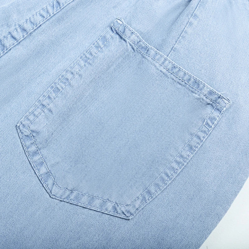 Jeans de cintura alta de seda gelo feminino, verão, azul, solto, perna larga, elegante, simples, lazer, todos os fósforos, diário, na moda, chique, moda coreana