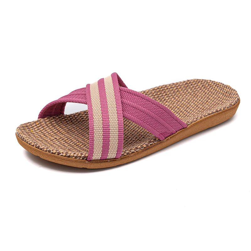 36-45 sandálias planas chinelos de praia verão casa linho leve eva antiderrapante slides para homens mulheres indoor ao ar livre flip flops