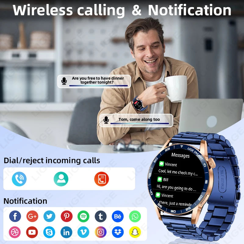 Relógio Inteligente LIGE 2026 com Chamadas de Voz para Homens, Tela HD de 1.38", IP68 à Prova D'água, Relógio Esportivo e Fitness, Novo Smartwatch para Homens e Mulheres, Compatível com Android e iOS