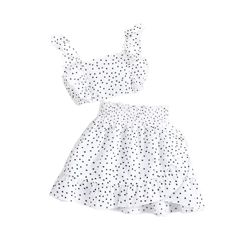 Conjunto de roupas para meninas 5-12t tricolor opcional manga voadora gola quadrada colete top + saias de renda crianças meninas conjunto de roupas de bebê