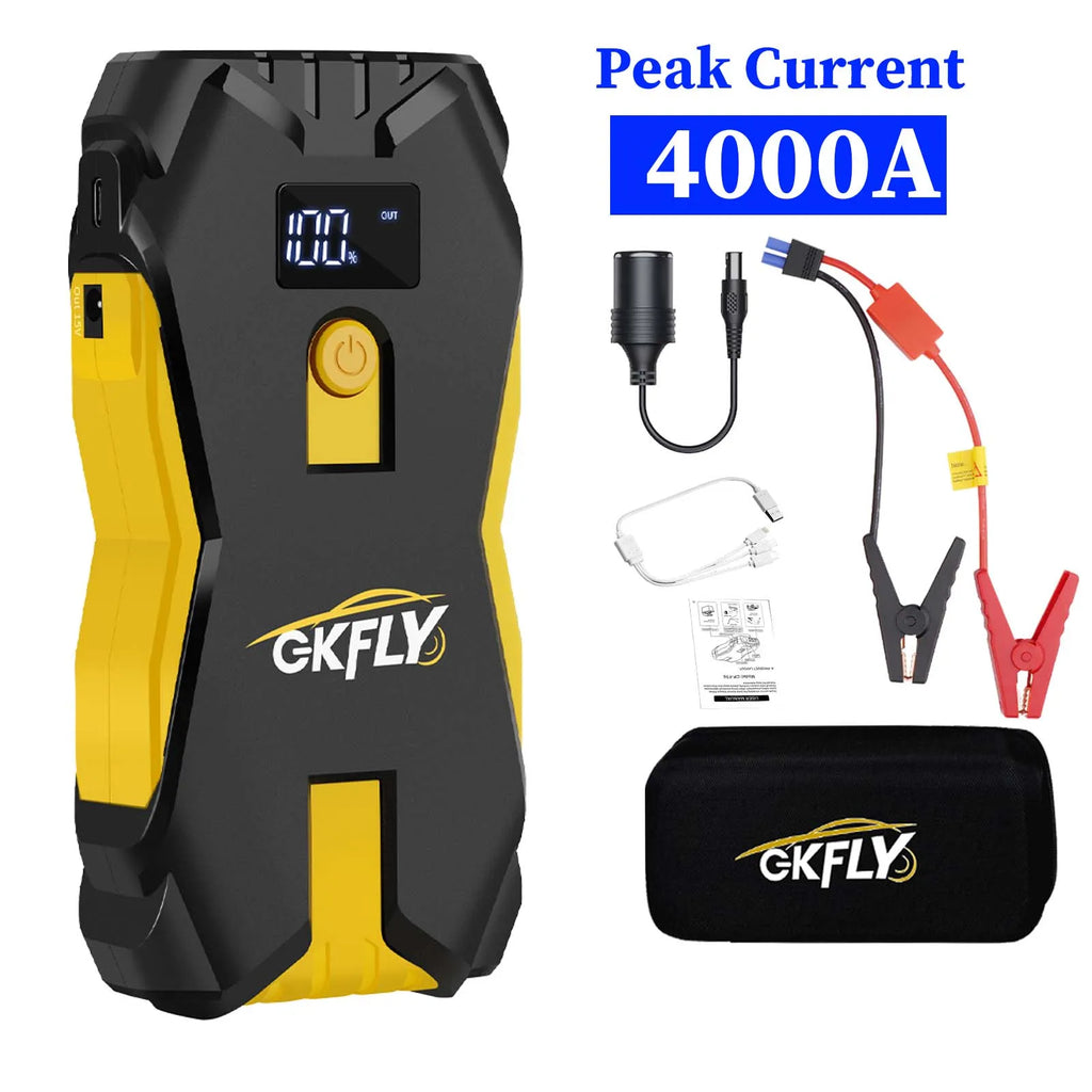 GKFLY 4000A/8000A Iniciador de Carro 12V, Banco de Energia Portátil, Dispositivo de Partida, Auxiliar de Bateria para Carros a Gasolina/Diesel 5L/3L