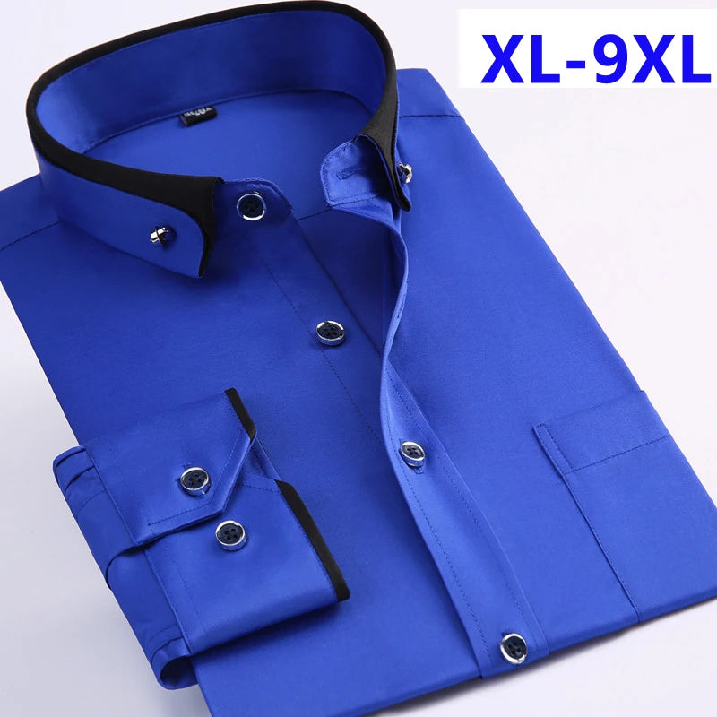 Nova chegada primavera comercial fácil cuidado camisa masculina oversize manga longa moda formal de alta qualidade plus size M-7XL8XL9XL