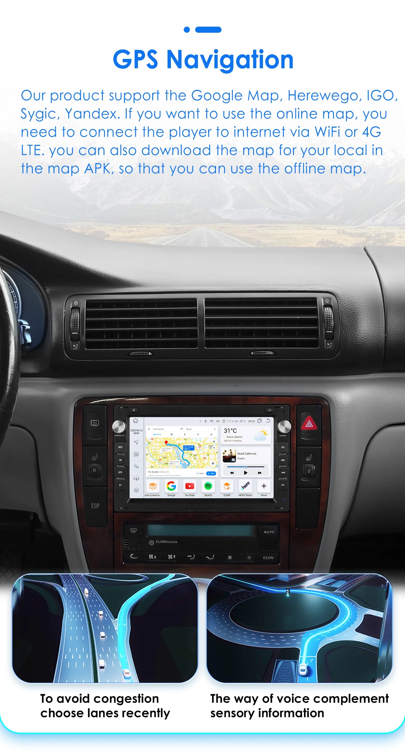 Hizpo rádio do carro de 7 polegadas para vw golf 4 passat polo transporte t5 multivan assento jetta carro multimídia gps 2din autoradio carplay 7862