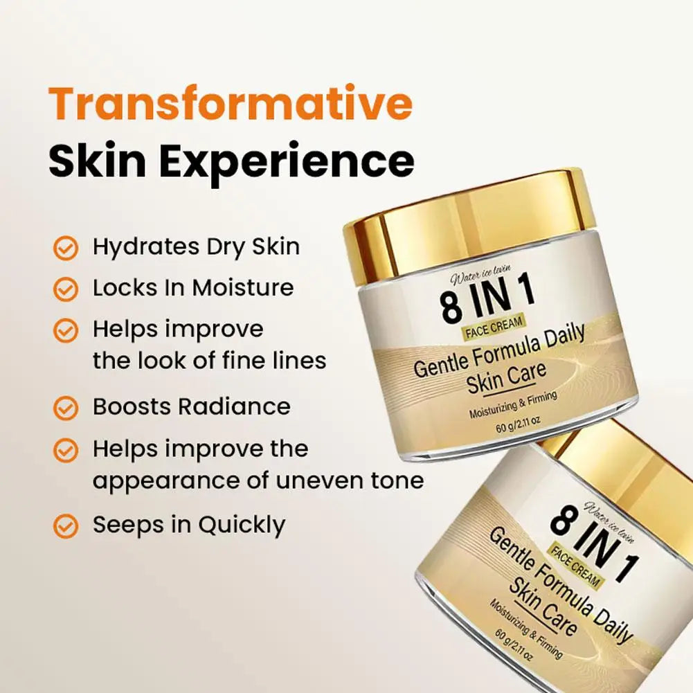 Creme Facial 8 em 1 com Retinol, Colágeno, Niacinamida e Ácido Hialurônico. Creme Facial Firmador e Hidratante 1/2PCS