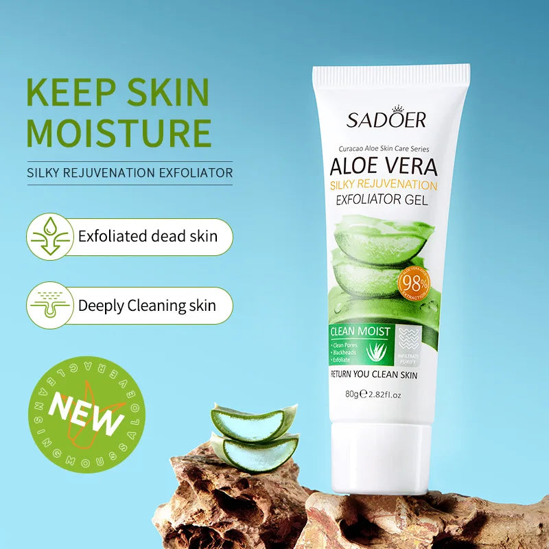 SADOER Gel Esfoliante Facial de Aloe Vera: Limpeza Profunda, Hidratação Suave e Esfoliação Facial