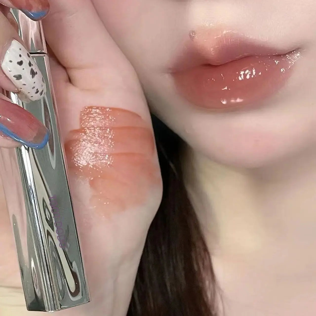 Punk roxo espelho água brilho labial tubo de prata vermelho lábio esmalte vidro óleo labial à prova dwaterproof água batom líquido nude claro matiz maquiagem 1pc