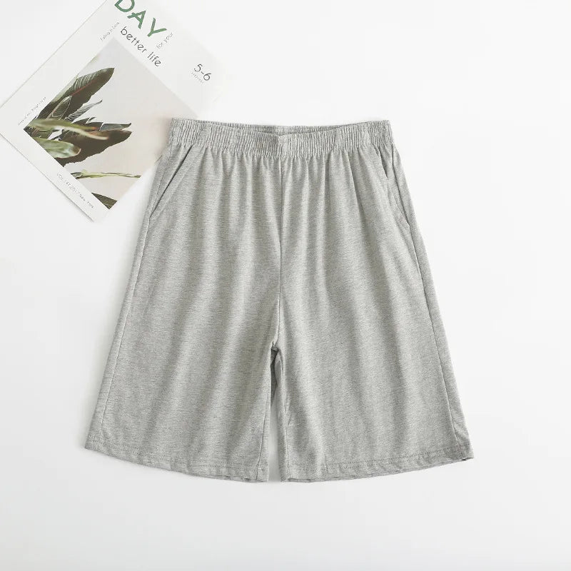Calças de dormir de algodão masculino plus size 5xl shorts pijamas boxer casual lounge wear dormir calças curtas homewear homme