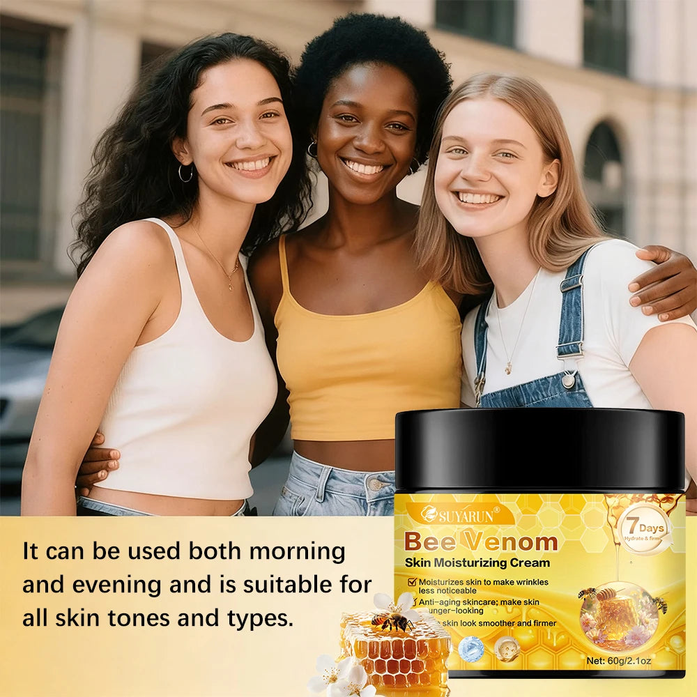 SUYARUN Creme Hidratante de Vêneno de Abelha Cuidados Faciais Antienvelhecimento |   Hidratação profunda e reafirmante Cuidado natural antirrugas para toda a pele.