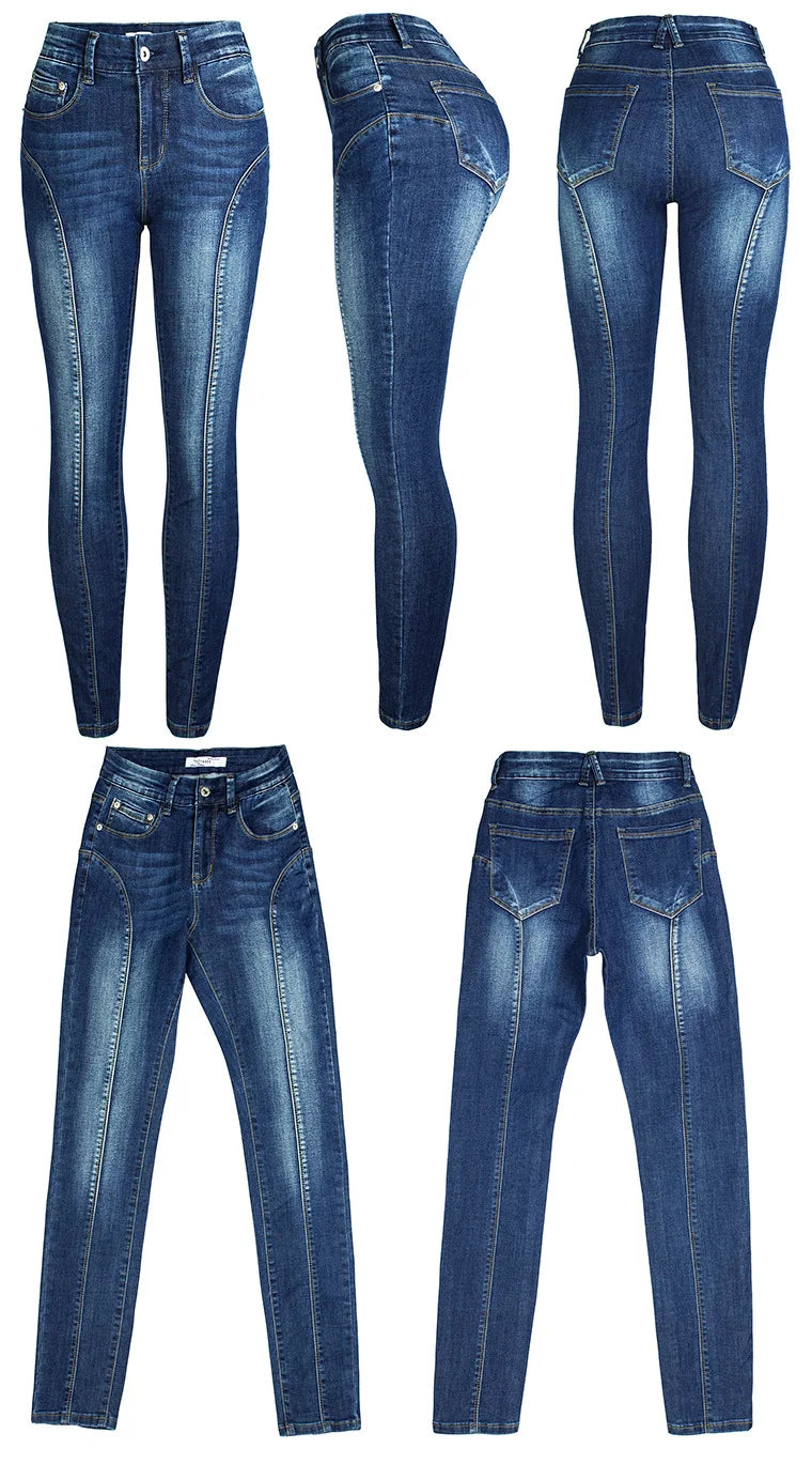 Calças Jeans Femininas Push Up, Calças Skinny de Denim, Moda 2026, Pantalones De Mujer, Pantalon Femme, Azul 2XL 3XL
