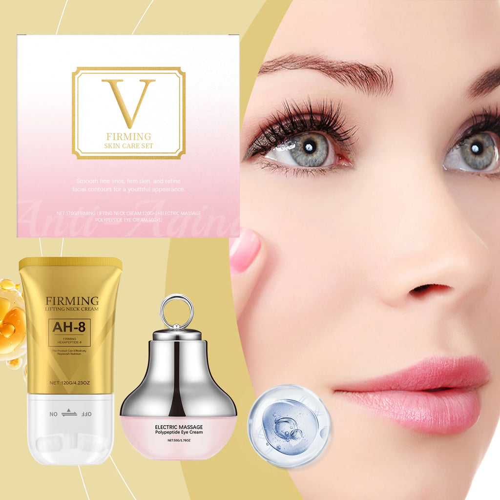 AH-8 pescoço conjunto de cuidados com os olhos massagem elétrica creme para os olhos pescoço loção firmadora linhas finas suaves hidratar apertar revitalizante cuidados com a pele