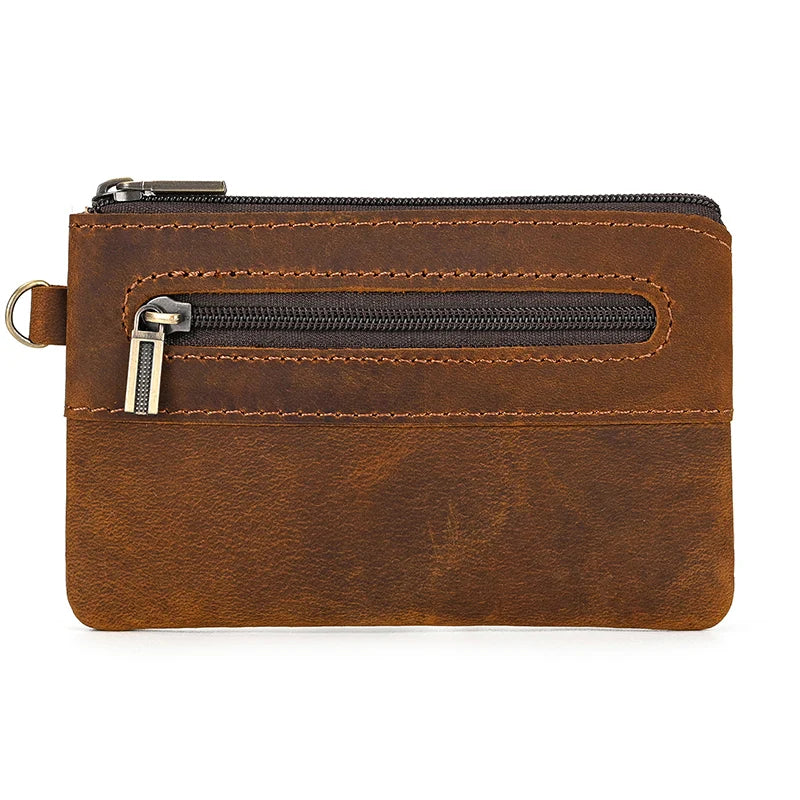 Luufan couro genuíno zíper moeda cartão bolsa de couro real rfid titular do cartão embreagem carteiras slots para homens mulheres mini bolsa fina