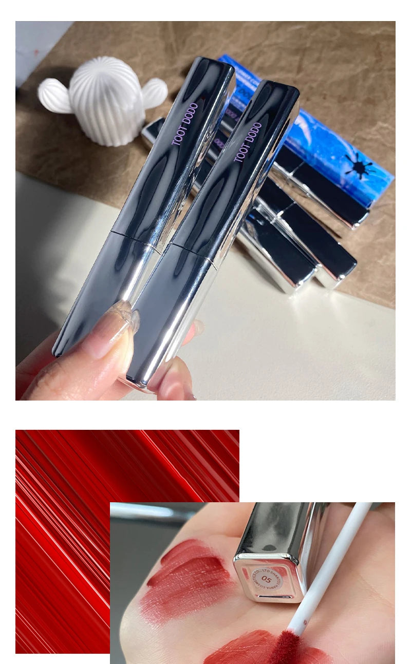 Punk roxo espelho água brilho labial tubo de prata vermelho lábio esmalte vidro óleo labial à prova dwaterproof água batom líquido nude claro matiz maquiagem 1pc