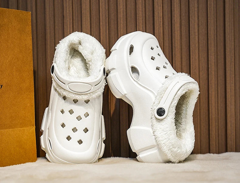 Novas sandálias de plataforma de inverno feminino chinelos sapatos ao ar livre sola grossa sapatos leves respiráveis chinelos de pele feminina
