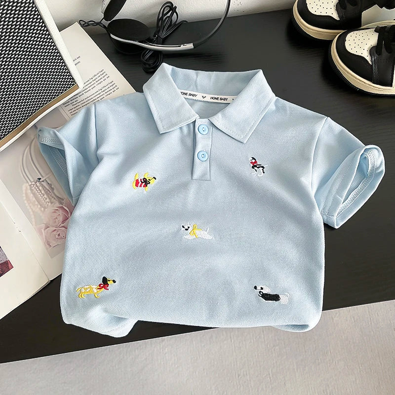 Novo Conjunto de Roupas de Verão para Bebês, Camiseta Polo de Cor Sólida e Shorts para Meninos, 2 Peças/Conjuntos, Roupas Infantis para 1-5 anos