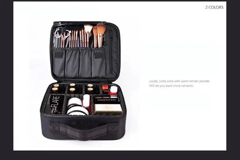 Bolsa de Maquiagem à Prova d'Água para Mulheres, Estojo Profissional de Cosméticos, Organizador Portátil para Pincéis de Beleza