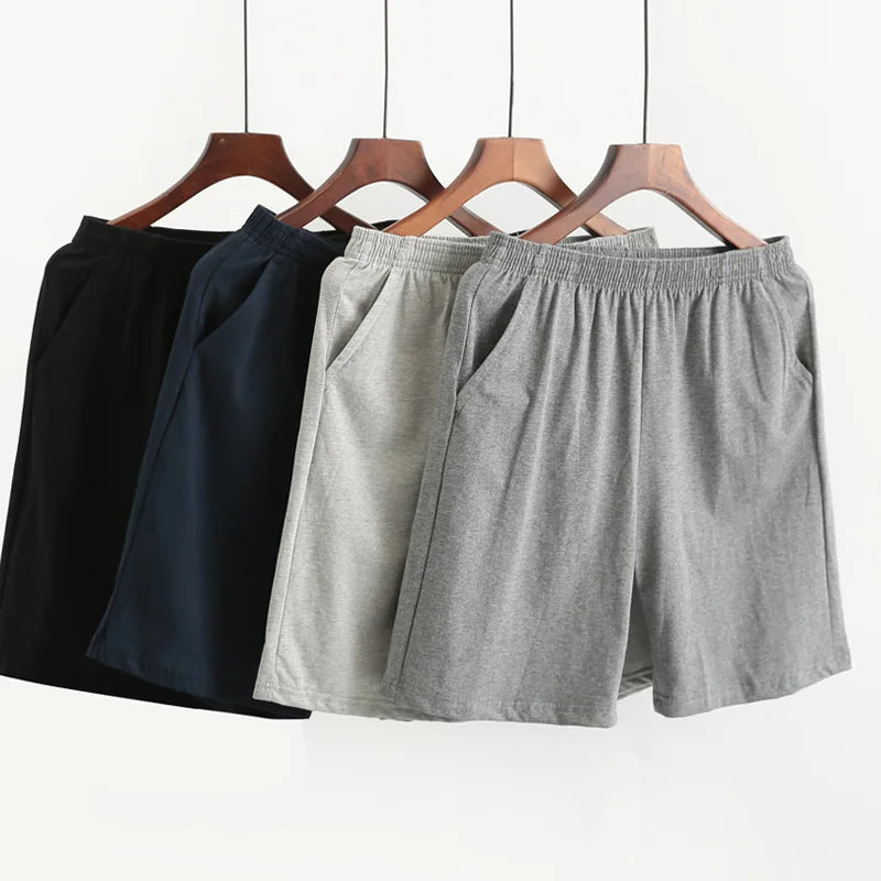 Calças de dormir de algodão masculino plus size 5xl shorts pijamas boxer casual lounge wear dormir calças curtas homewear homme