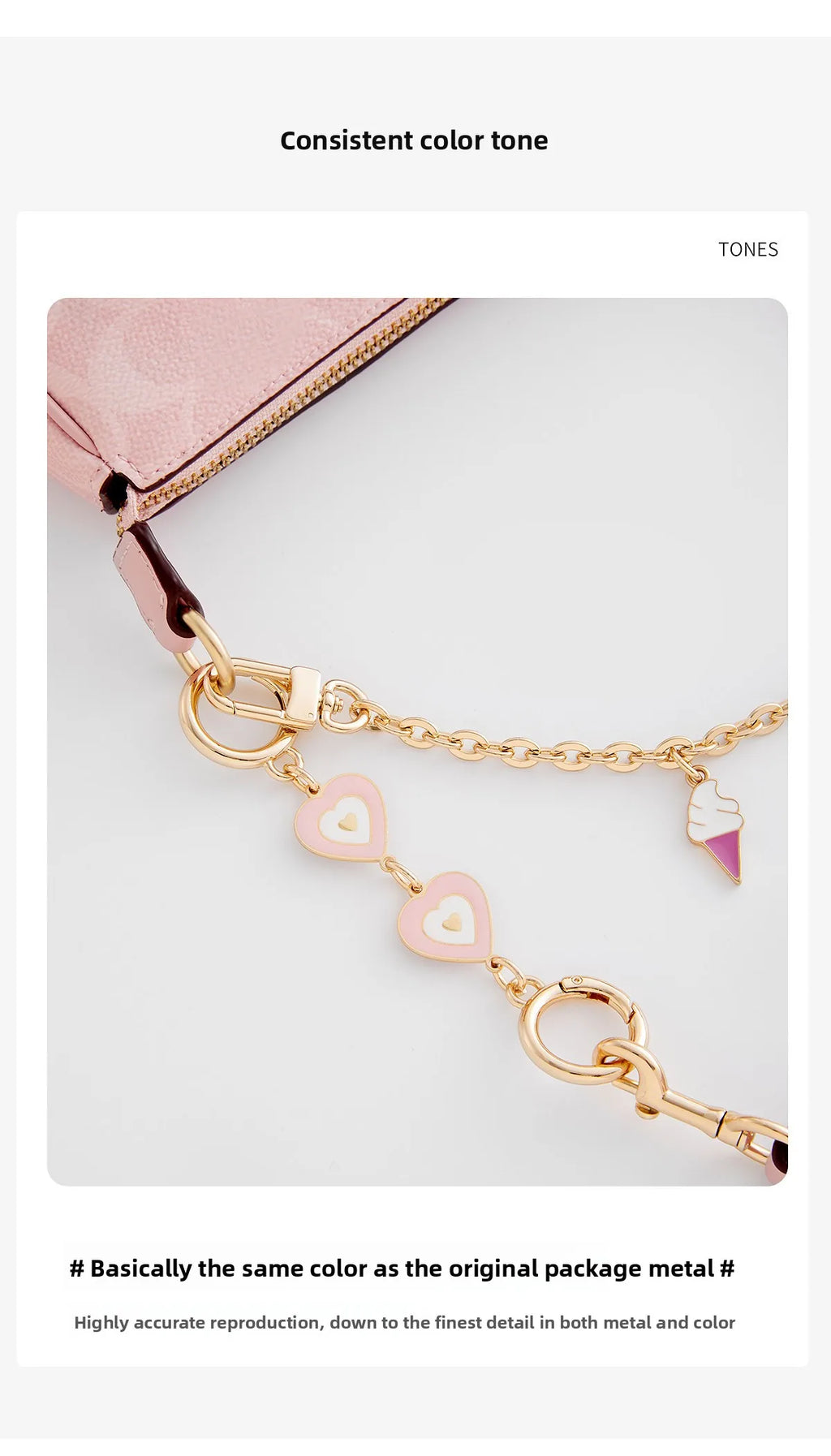 Corrente Extensora de Bolsa Cherry para Bolsas Femininas Rowan22 - Acessório Durável, Moderno e Elegante para Presente de Dia dos Namorados