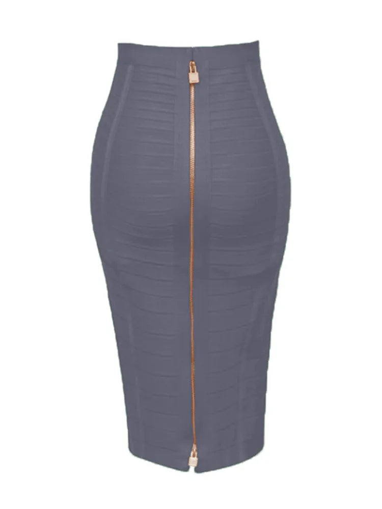 16 cores sexy sólido zíper laranja azul preto vermelho bandagem saia feminina elástica bodycon verão xl xxl lápis saias 58cm