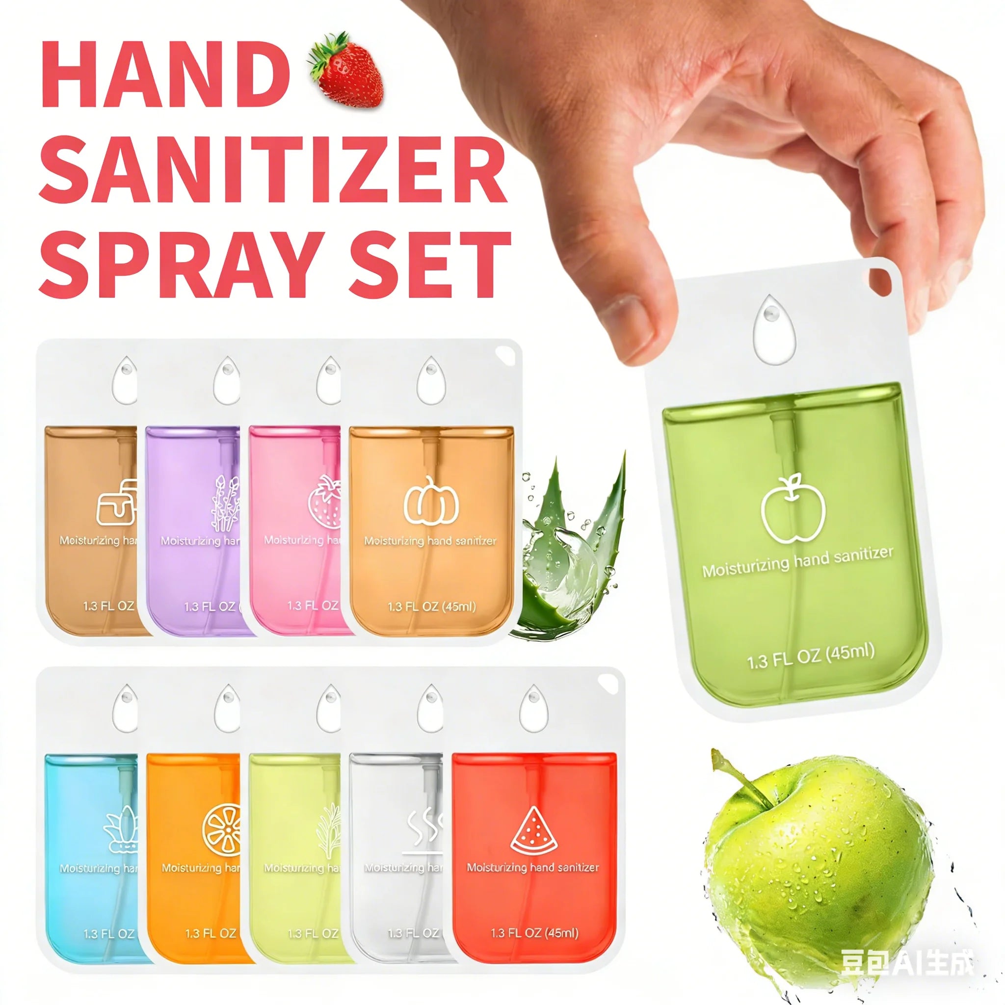 Spray Poderoso Portátil Seguro e Confiável para Limpeza das Mãos Spray Hidratante para Lavagem das Mãos Spray Desinfetante Nutritivo 45/38ml
