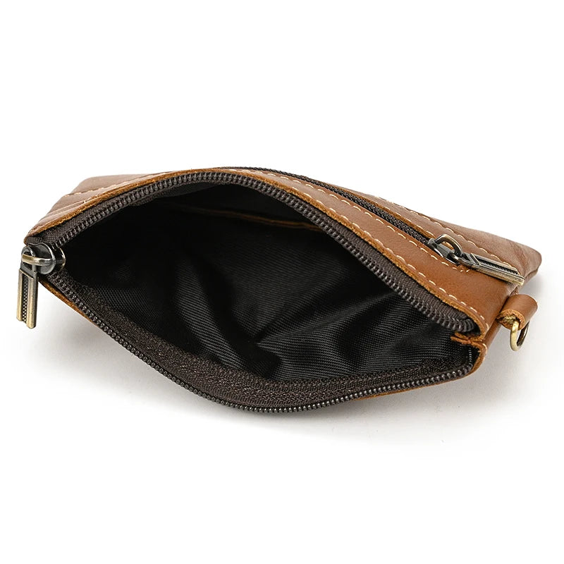 Luufan couro genuíno zíper moeda cartão bolsa de couro real rfid titular do cartão embreagem carteiras slots para homens mulheres mini bolsa fina