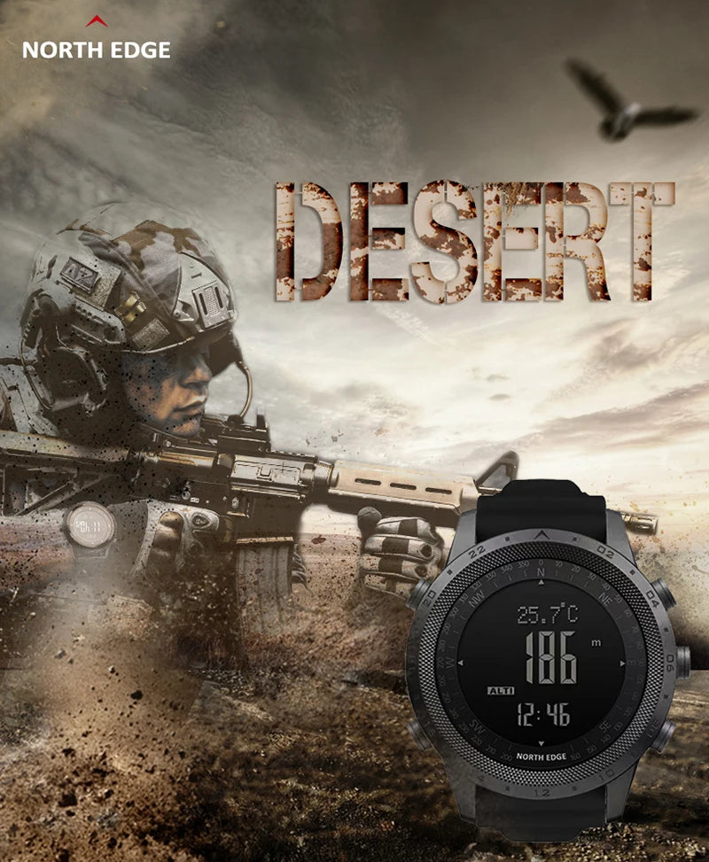 North edge deserto relógio digital masculino esportes ao ar livre correndo natação esporte ao ar livre relógios altímetro barômetro bússola wr50m