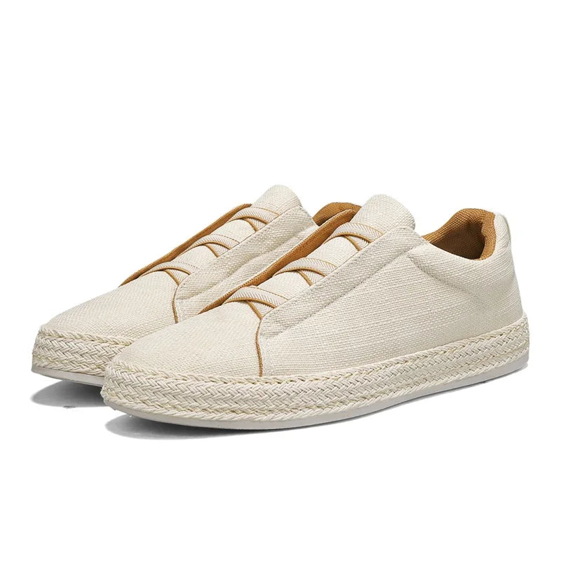 Sapatos de Pescador em Linho, Sapatos de Tecido Masculinos Modernos 2025, Sapatos Casuais Masculinos Respiráveis de Verão