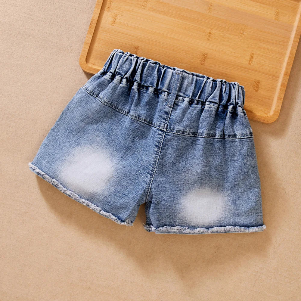 IENENS Roupas de verão para bebês meninas, shorts jeans, calças jeans, roupas infantis, calças curtas casuais para meninas, calças infantis