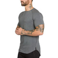 Marca roupas de ginástica fitness t camisa masculina moda estender hip hop verão manga curta camiseta algodão musculação muscular tshirt homem