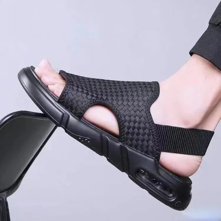 Verão diário estilo casual sandálias masculinas ao ar livre praia moda chinelos preto hombre respirável sapatos deslizamento-em apartamentos de caminhada