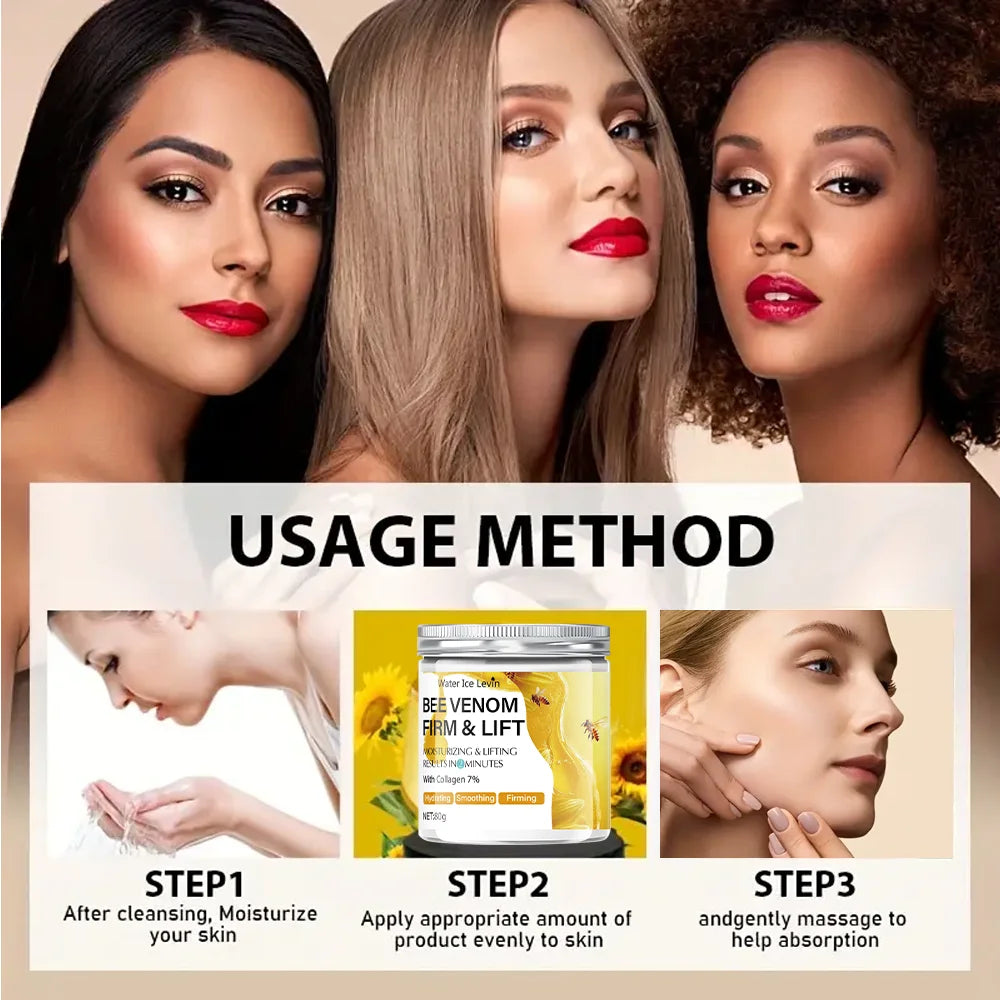 Creme Firmador e Reafirmante com Veneno de Abelha - 80g, Absorve em 2 Minutos, Não Oleoso e Hidratante, Adequado para Todos os Tons de Pele Clara, Fórmula Sem Álcool, Ilumina e Uniformiza o Tom da Pele