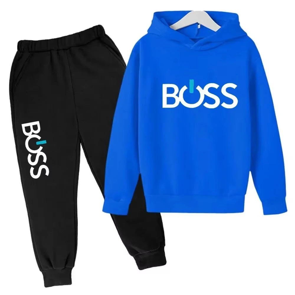 Streetwear nova primavera e outono crianças conjunto com capuz meninos meninas casual manga longa com capuz topos + calças esportivas 2-14 anos de idade