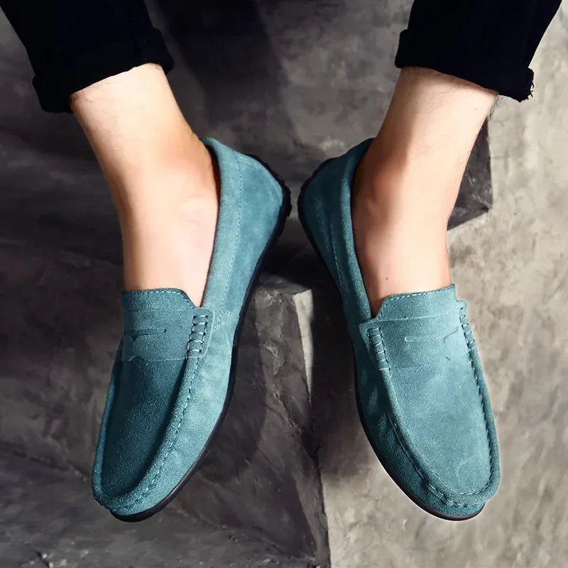 Couro do plutônio camurça de vaca sapatos masculinos marca luxo casual formal mocassins calçados preto masculino sapatos de condução hombres