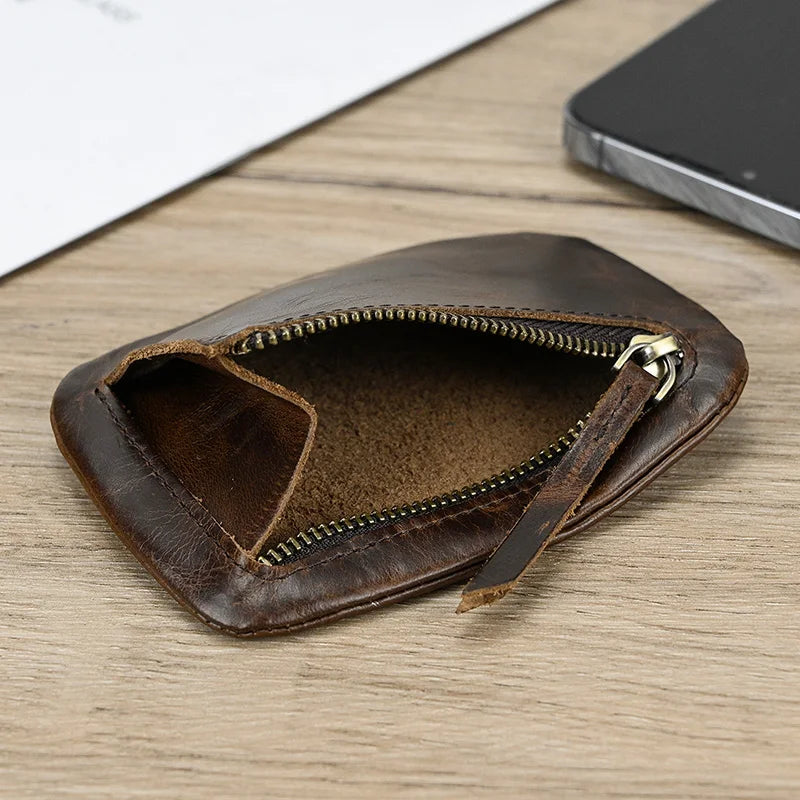Luufan couro genuíno zíper moeda cartão bolsa de couro real rfid titular do cartão embreagem carteiras slots para homens mulheres mini bolsa fina