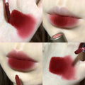 Batom fosco de veludo vermelho escuro, à prova d'água, longa duração, fosco, brilho labial, copo antiaderente, maquiagem labial, maquiagem cosmética