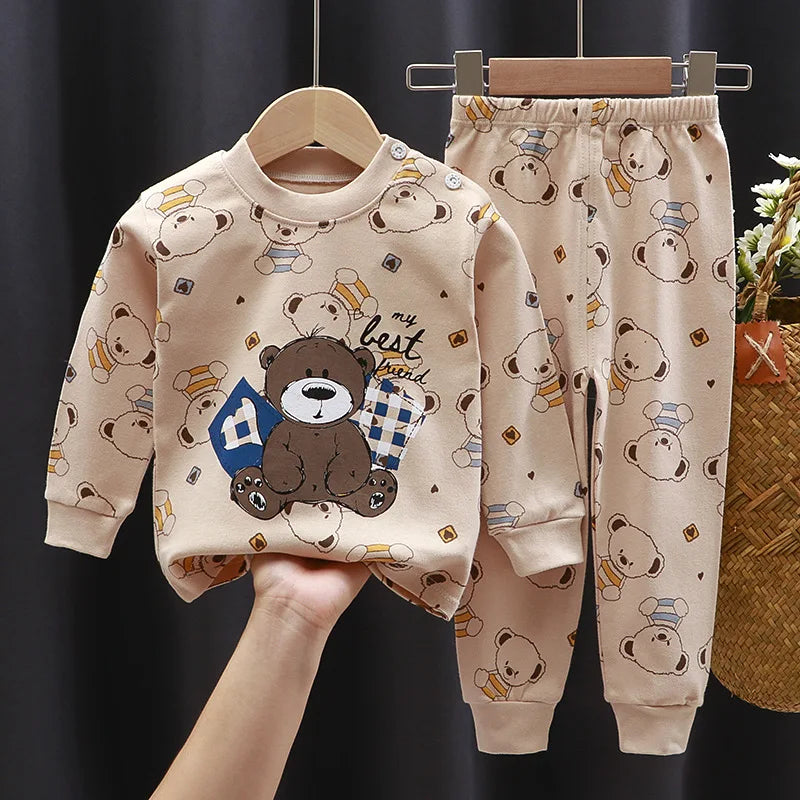 Crianças roupas conjuntos de roupas infantis meninos meninas algodão outono inverno roupas calças pijamas roupa interior