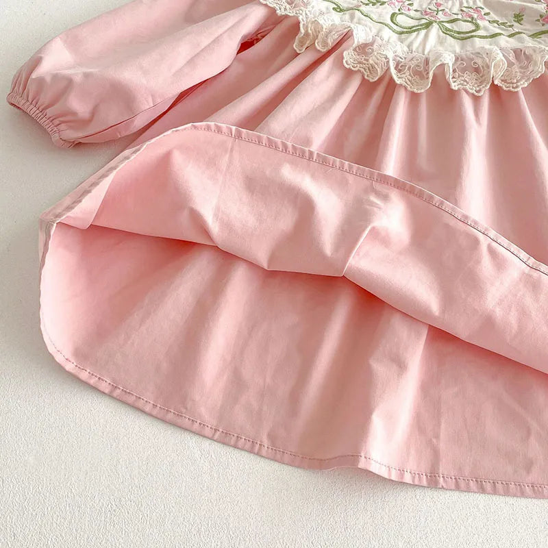 2025 nova primavera irmã vestido crianças roupas crianças vestidos de princesa manga comprida algodão bordado 1-6yrs bebê menina vestido de festa