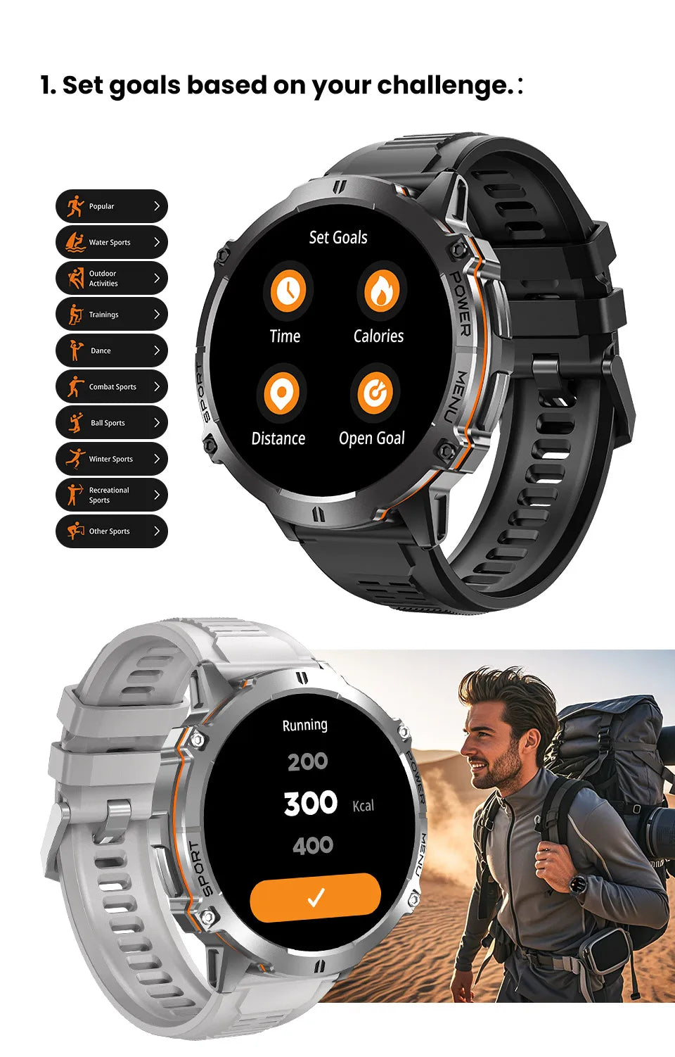 Relógio Inteligente Masculino T REX 3 com Tela AMOLED de 1.73", Bússola, Chamada BT, Resistente à Água 1ATM, Relógios Esportivos para Homens IOS Android 2026